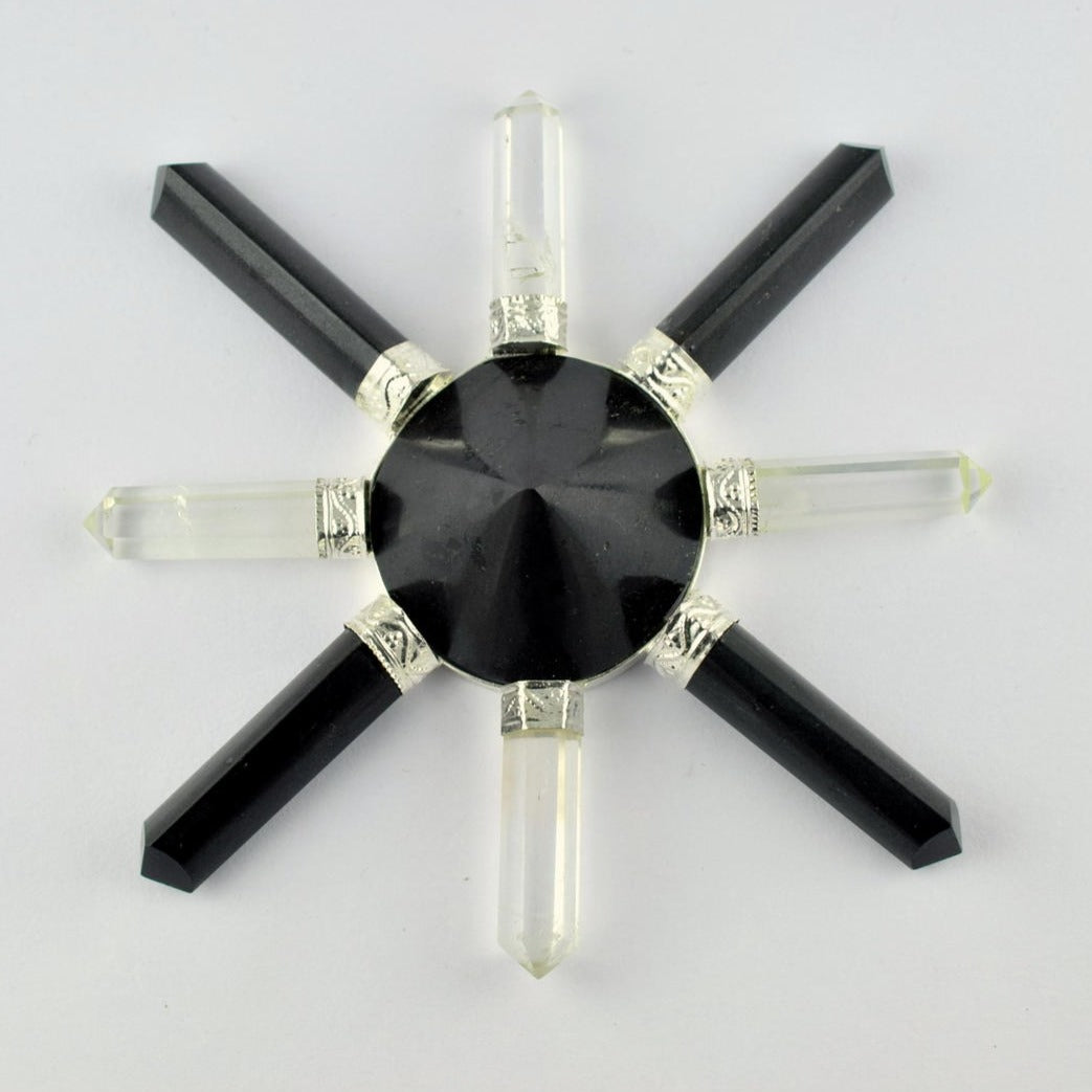 Clear Quartz And Black Tourmaline 8 Point Energy Generator