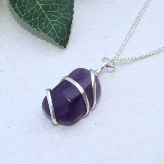 Natural Amethyst Wire Wrapped Pendant