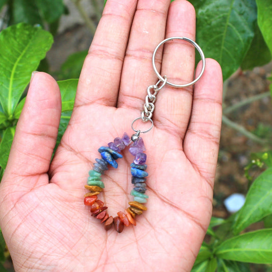 Natural 7 Chakra Crystal Keyring