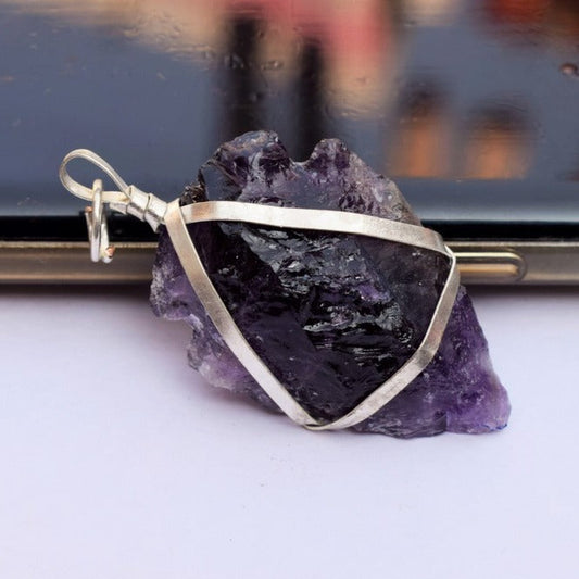 Natural Amethyst Arrowhead Pendant