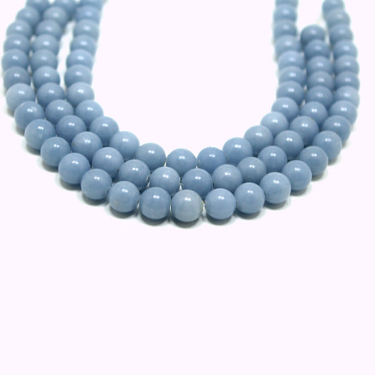 Natural Angelite Bead Strand 8 mm