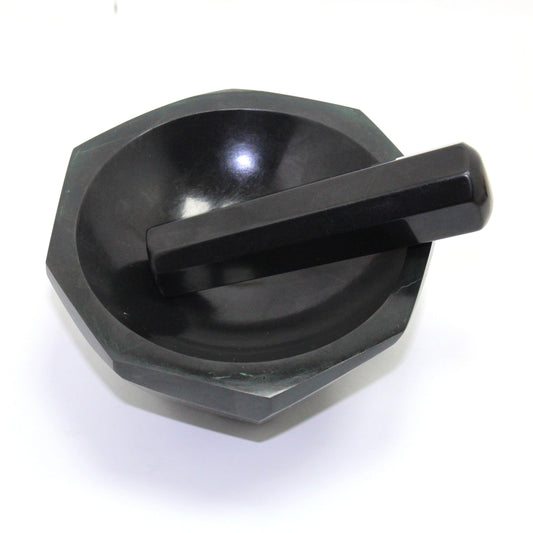 Natural Black Agate Mortar and Pestle - 5 inch