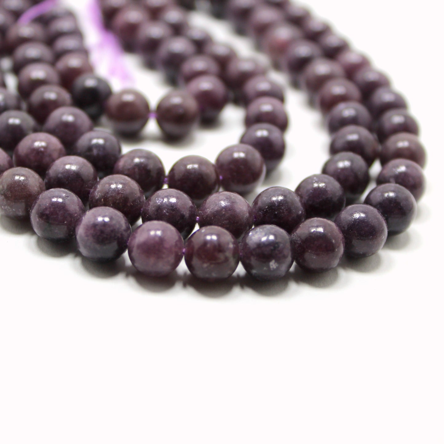 Natural Lepidolite Bead Strand 8 mm