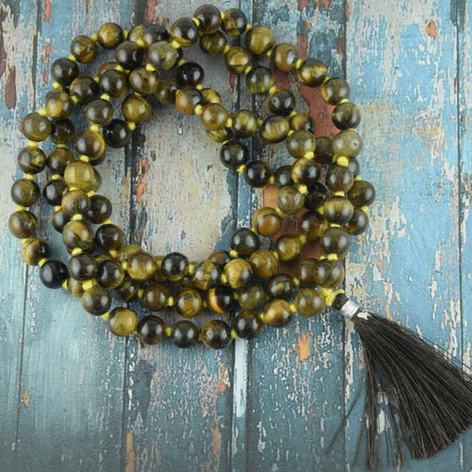 Natural Tiger Eye 108 Beads Japa Mala