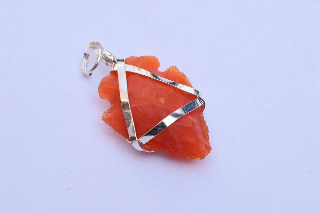 Natural Carnelian Arrowhead Pendant