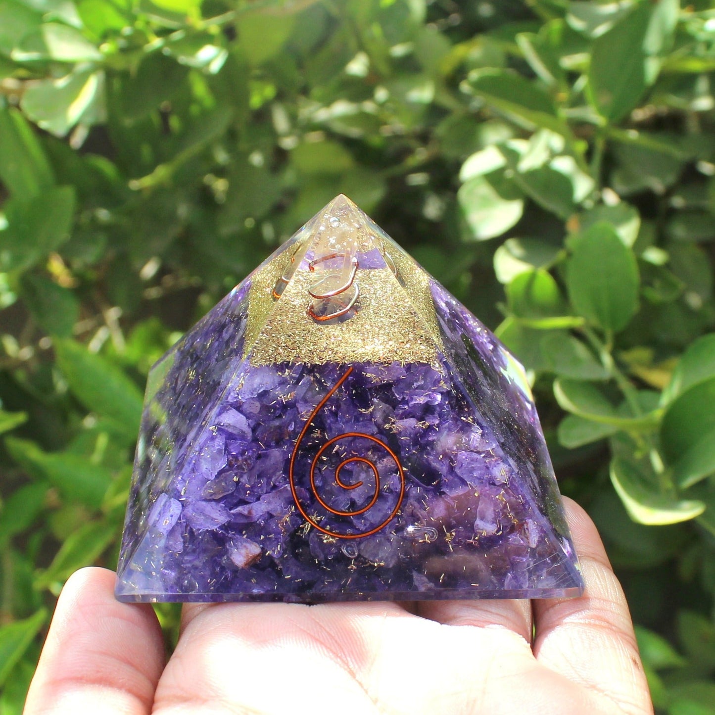 Natural Amethyst 70 mm Orgone Pyramid