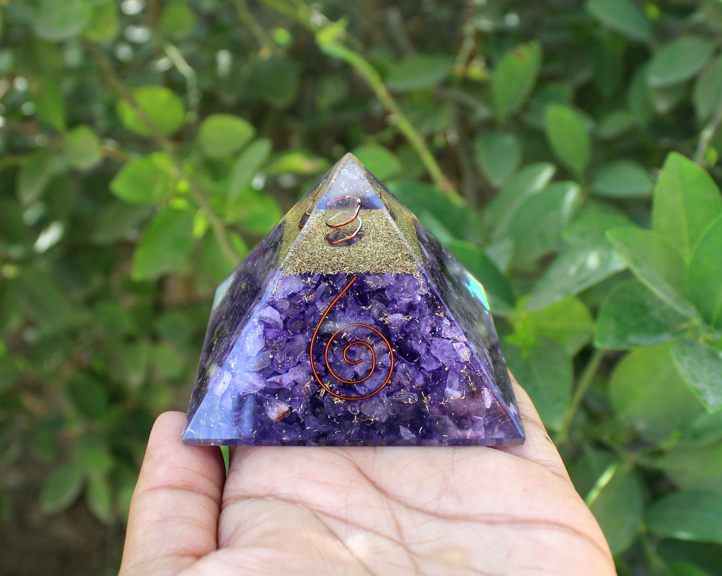 Natural Amethyst 70 mm Orgone Pyramid