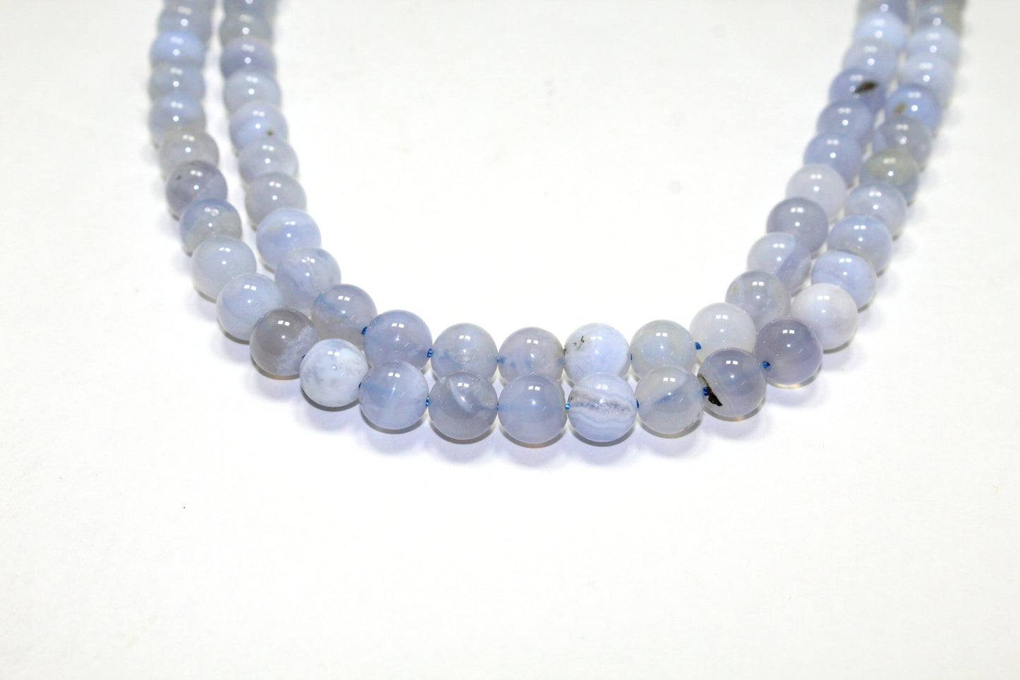 Natural Blue Lace Agate 8 mm Bead Strand