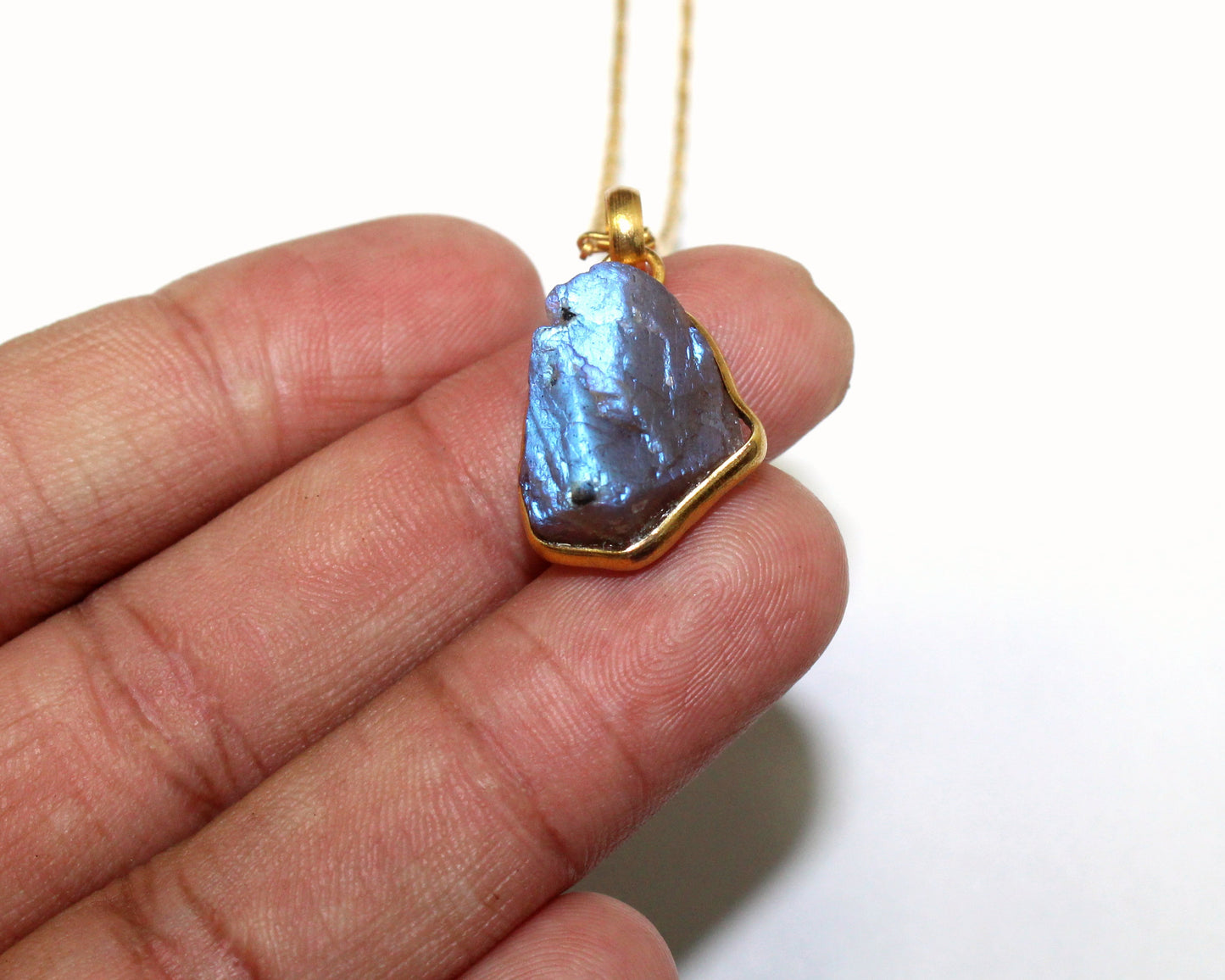 Flashy Raw Labradorite Necklace