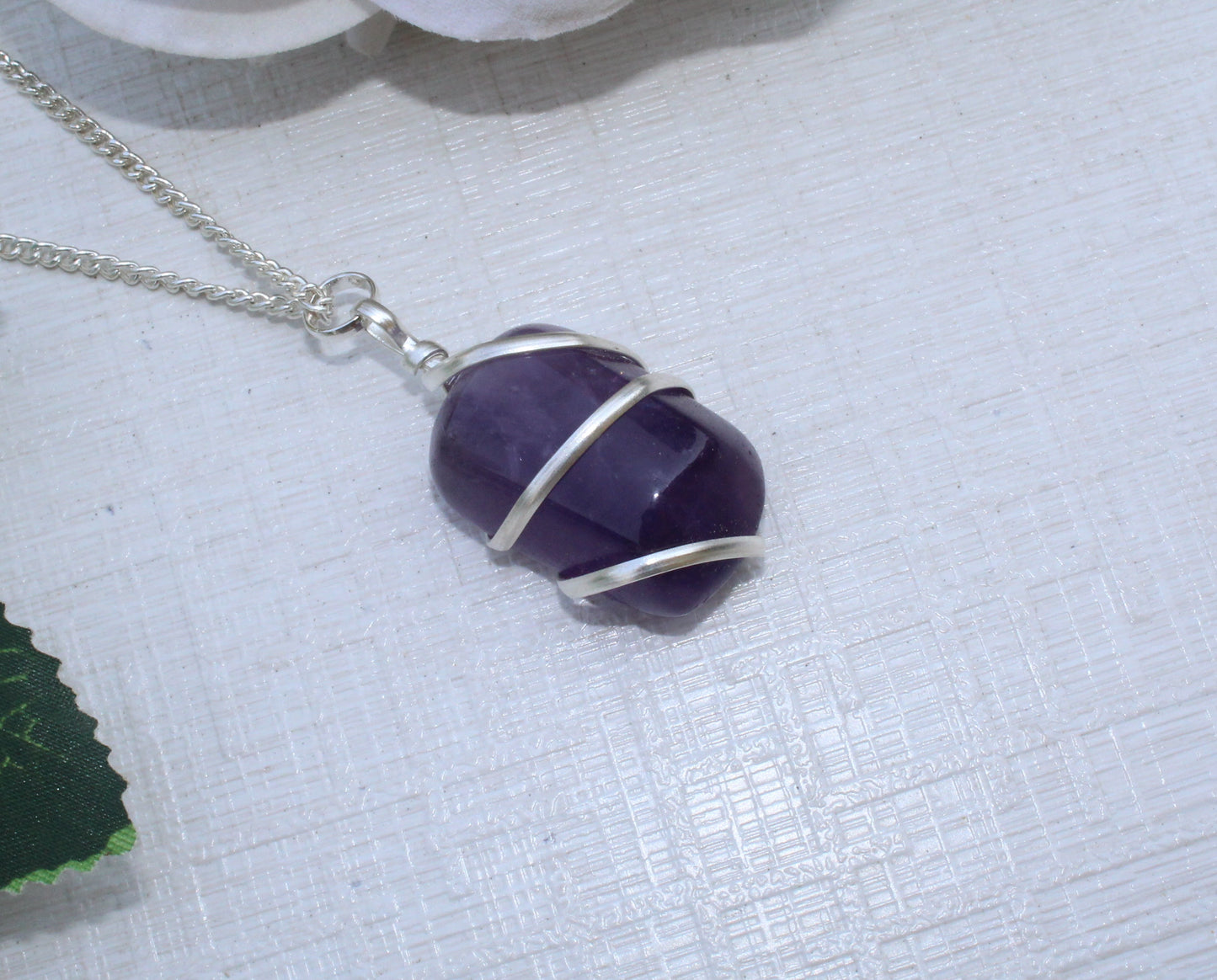 Natural Amethyst Wire Wrapped Pendant