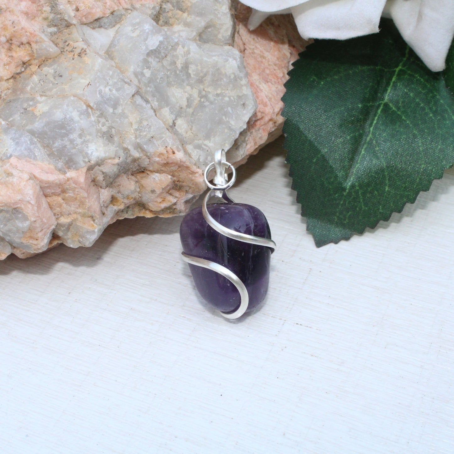 Natural Amethyst Wire Wrapped Pendant