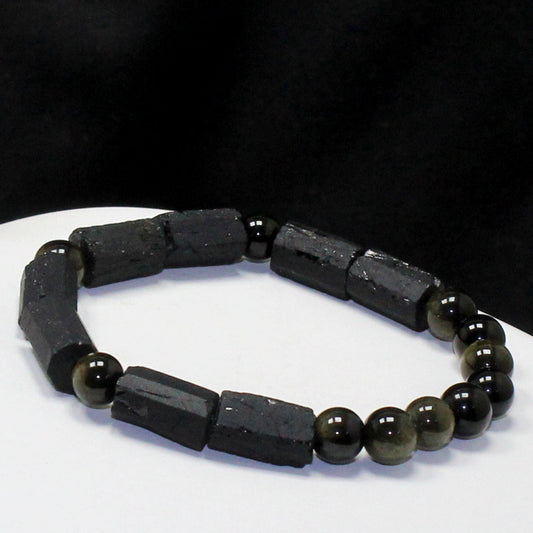 Black Tourmaline and Golden Sheen Obsidian Protection Bracelet