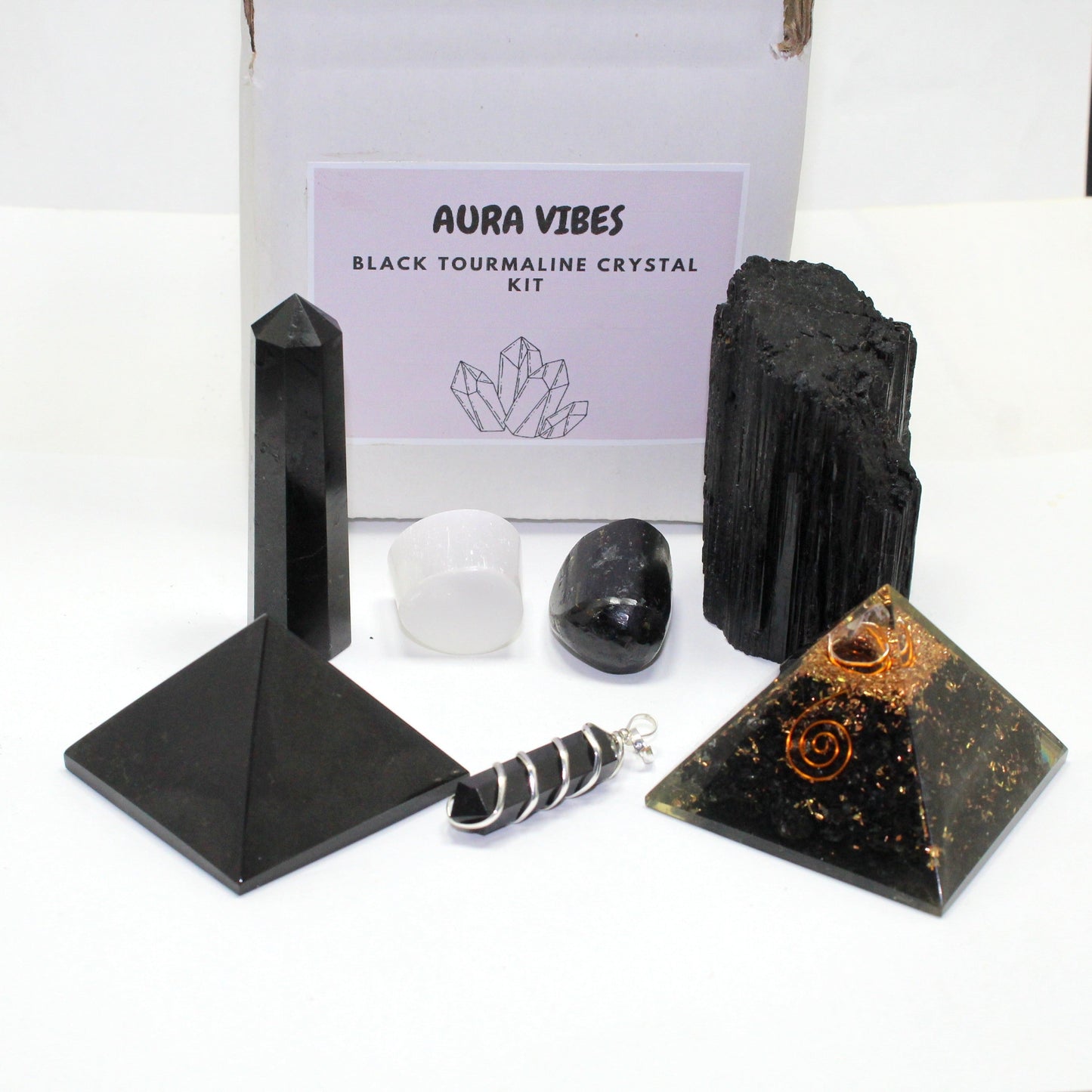 Natural Black Tourmaline Crystal Kit for EMF Protection