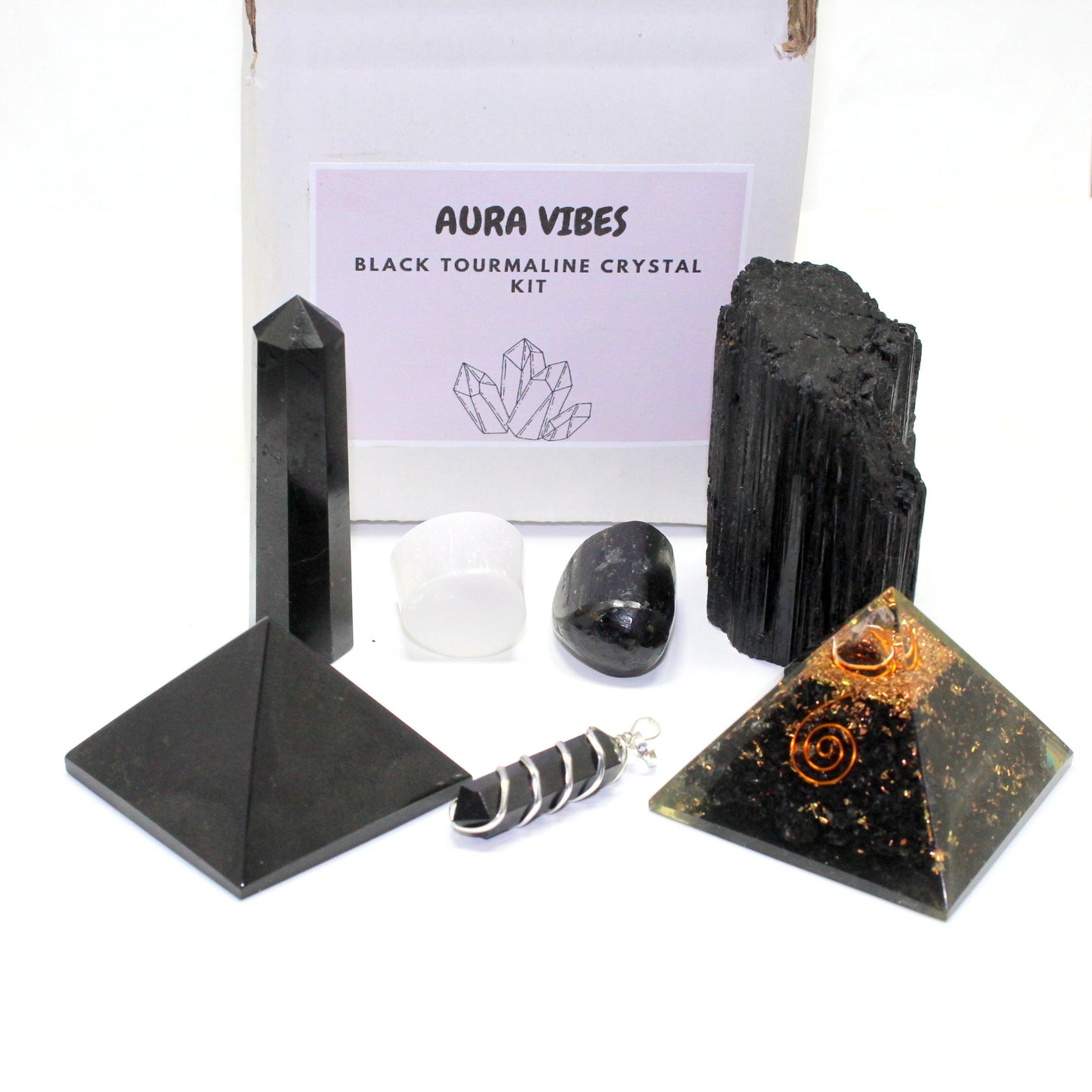 Natural Black Tourmaline Crystal Kit for EMF Protection