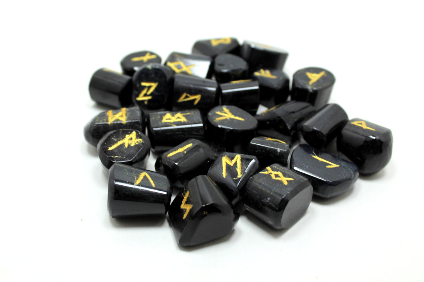 Natural Black Tourmaline Rune Set