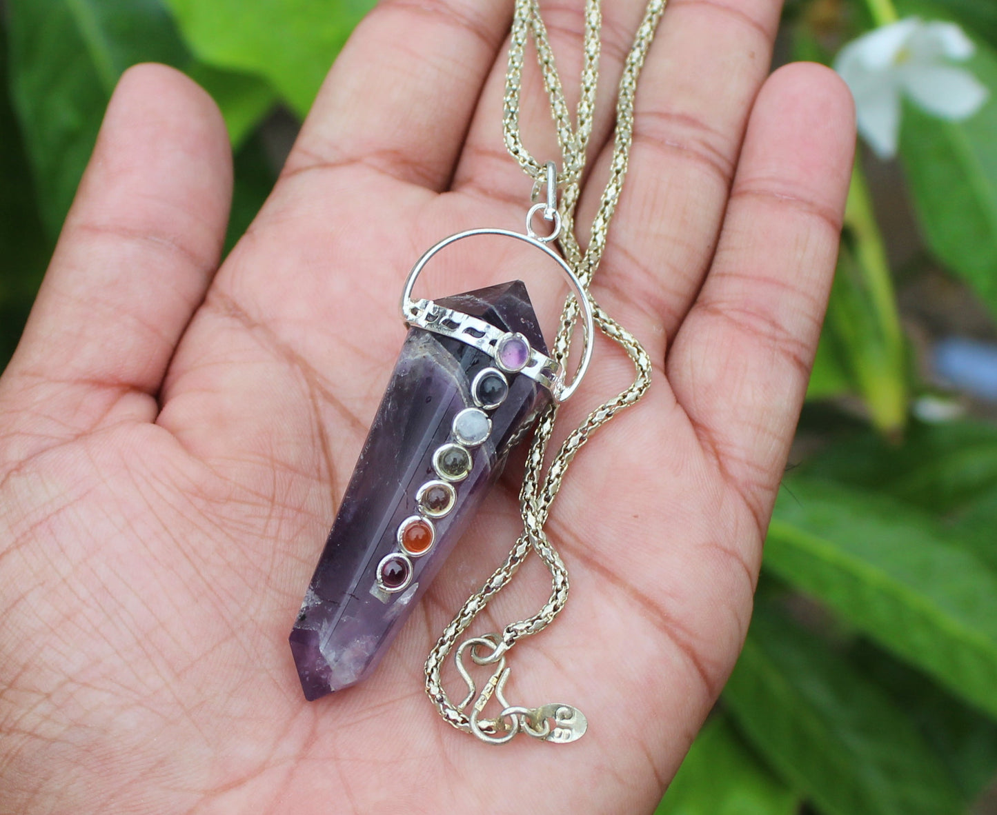 Natural Amethyst Double Point Pendant