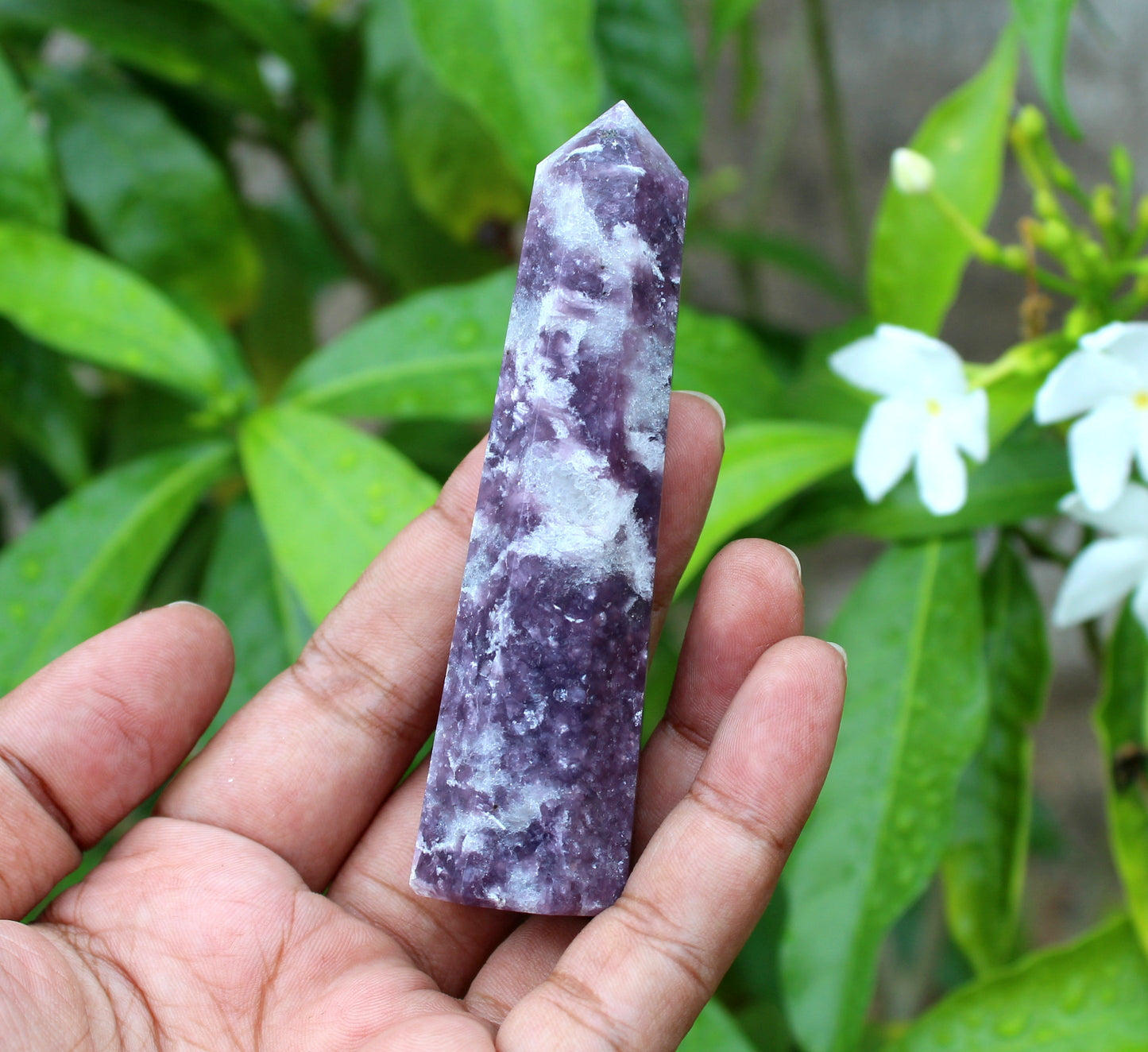 Natural Lepidolite Tower Point - 95 mm