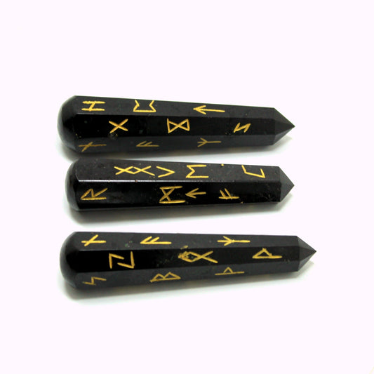 Rune Engraved Black Tourmaline Wand