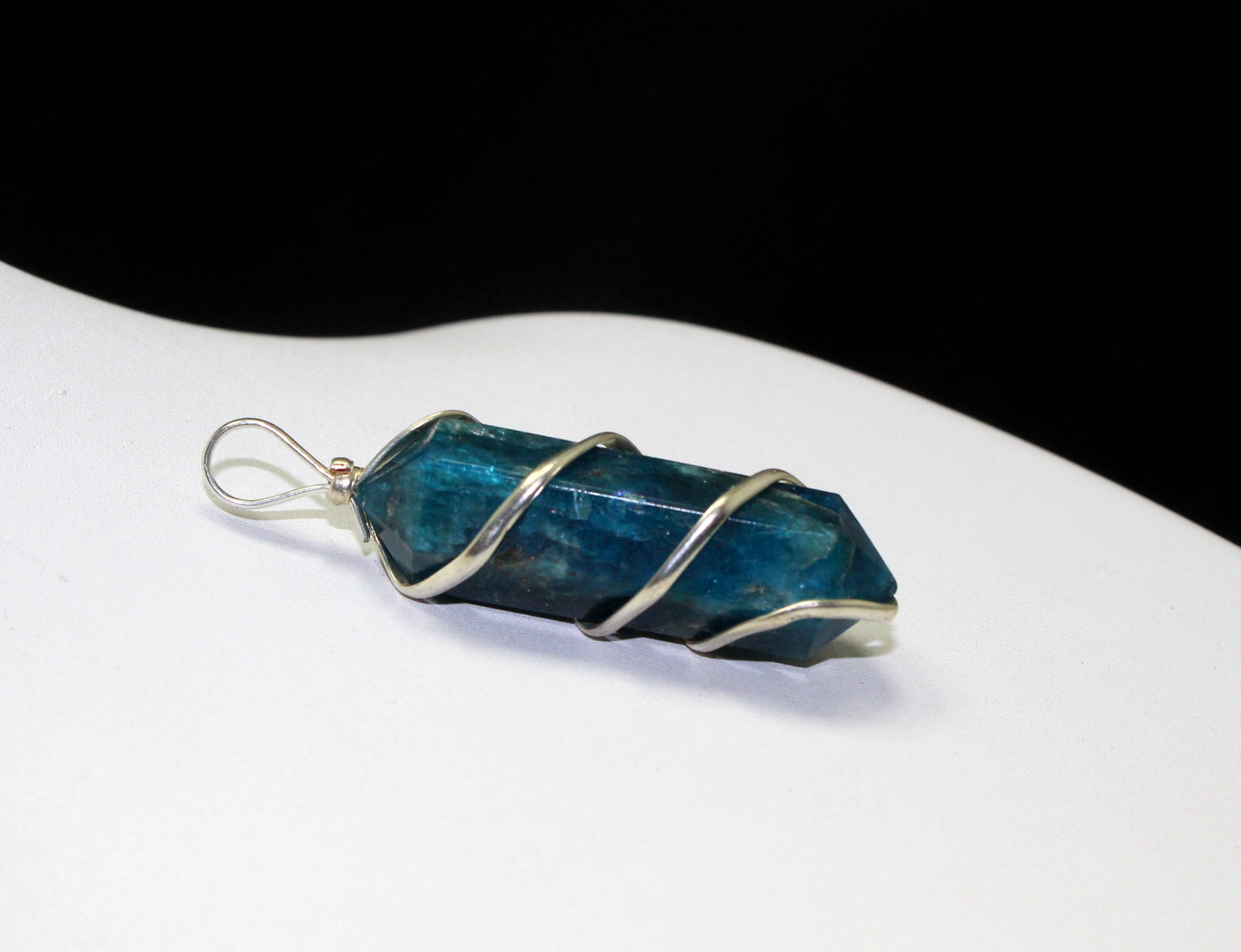 Natural Apatite Wire Wrapped Point Pendant