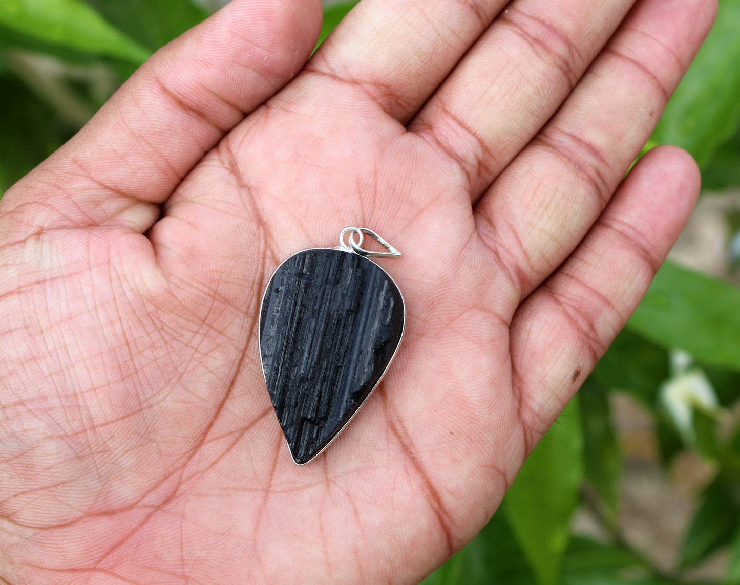 Natural Black Tourmaline Raw Stone Pendants