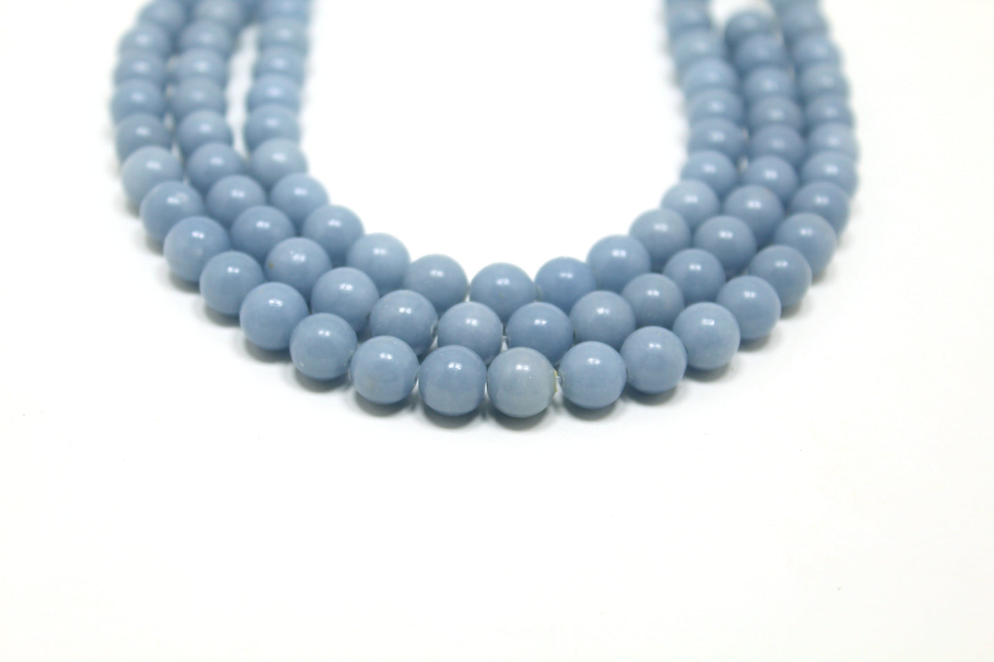 Natural Angelite Bead Strand 8 mm