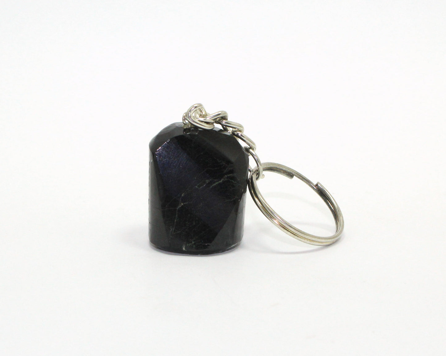 Natural Black Tourmaline Tumble Stone Key Ring