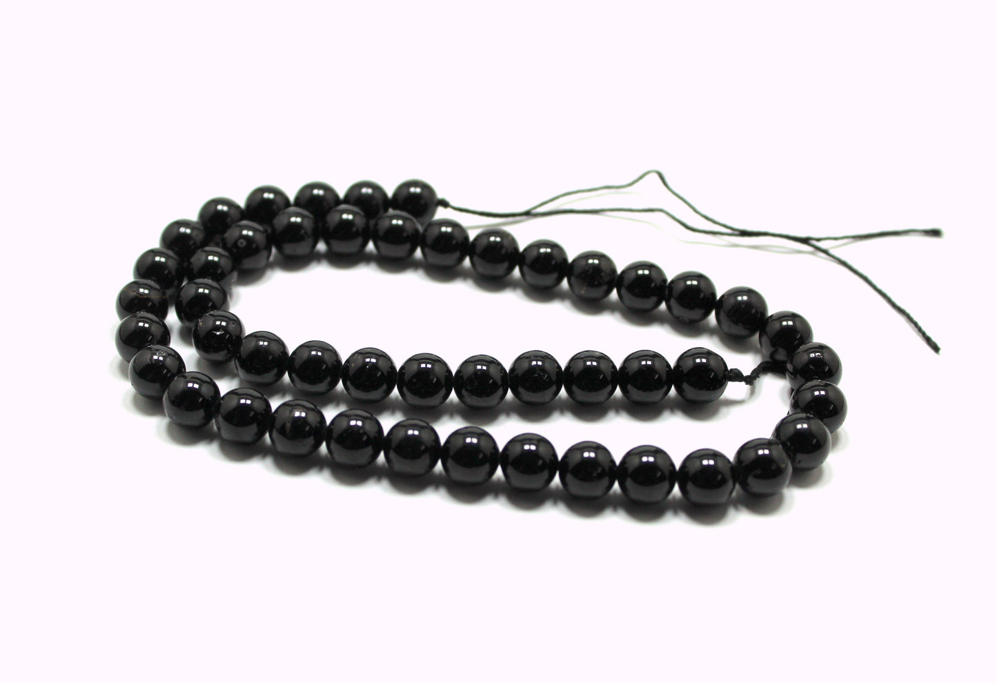 8 mm Natural Black Tourmaline Bead Strand