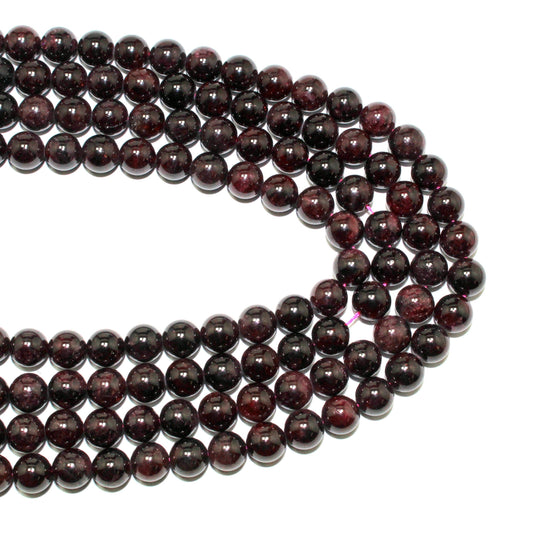 8 mm Natural Garnet Bead Strand