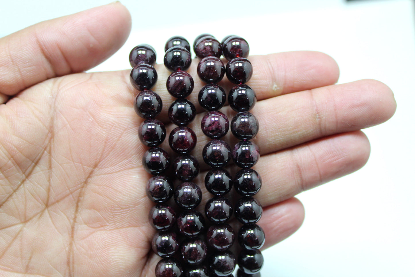 8 mm Natural Garnet Bead Strand