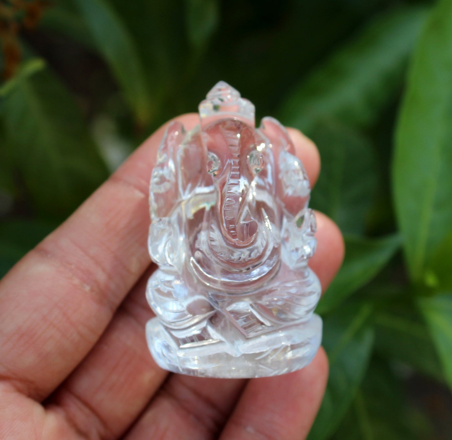 AAA Natural Clear Quartz Hand Carved Lord Ganesh