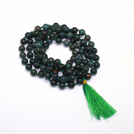 Natural Bloodstone 108 Beads Japa Mala