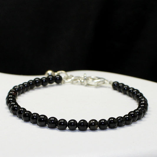 Natural Black Tourmaline 4 mm Bead Bracelet