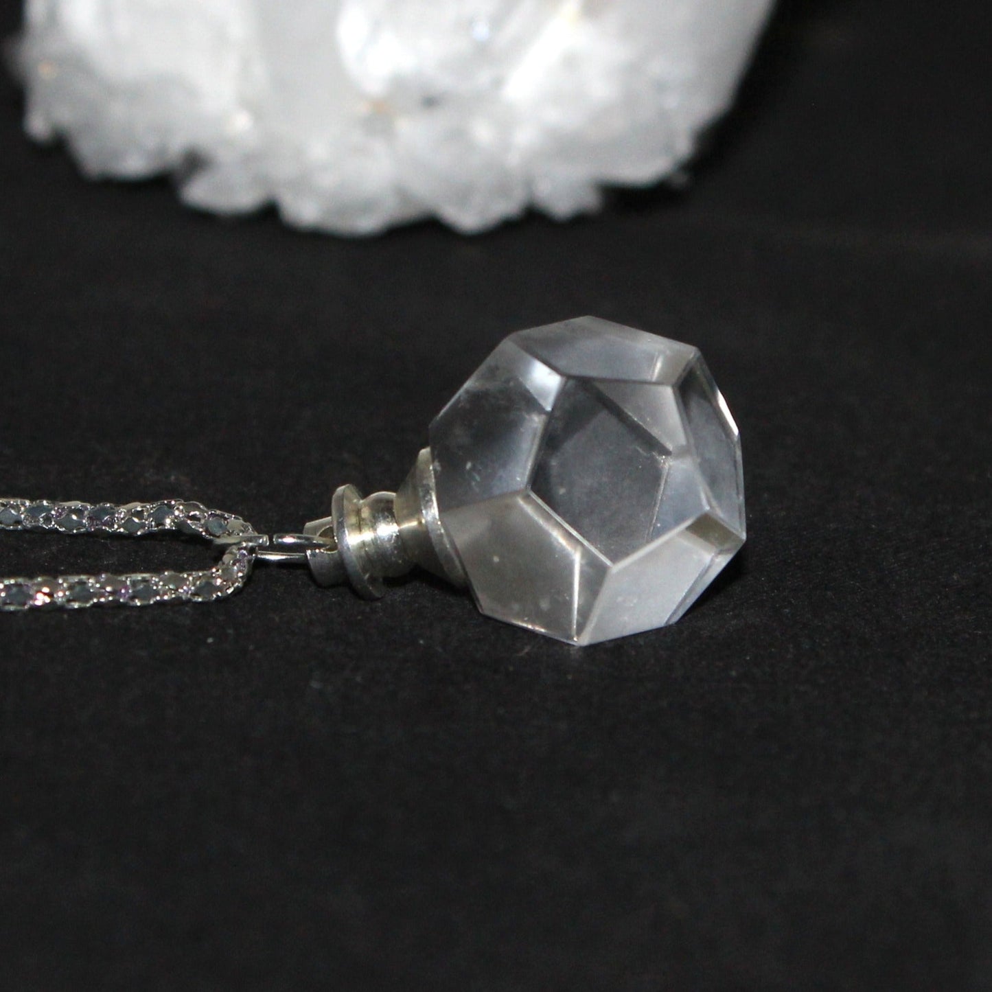 Natural Clear Quartz Dodecahedron Pendant