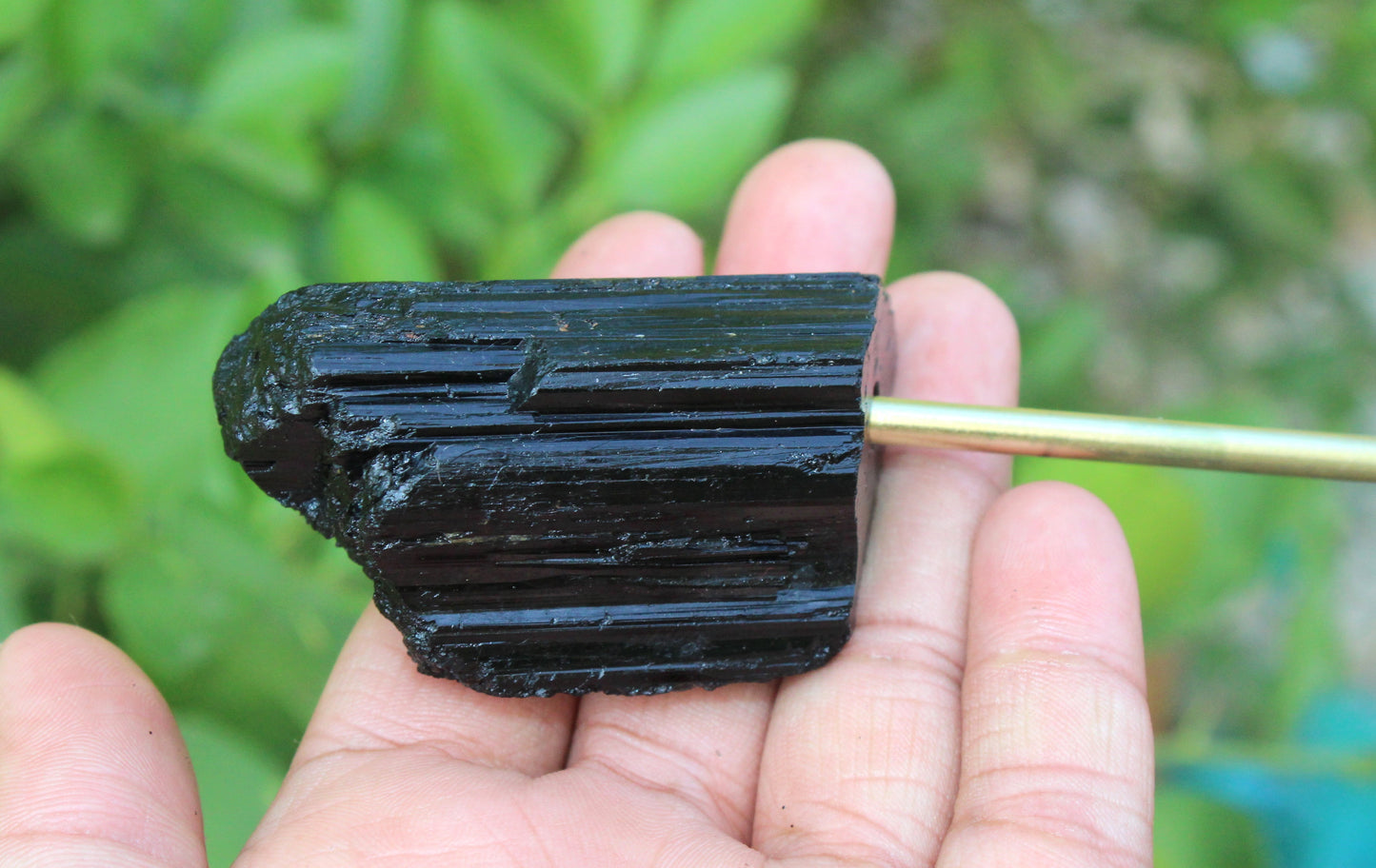 Natural Black Tourmaline on Stand