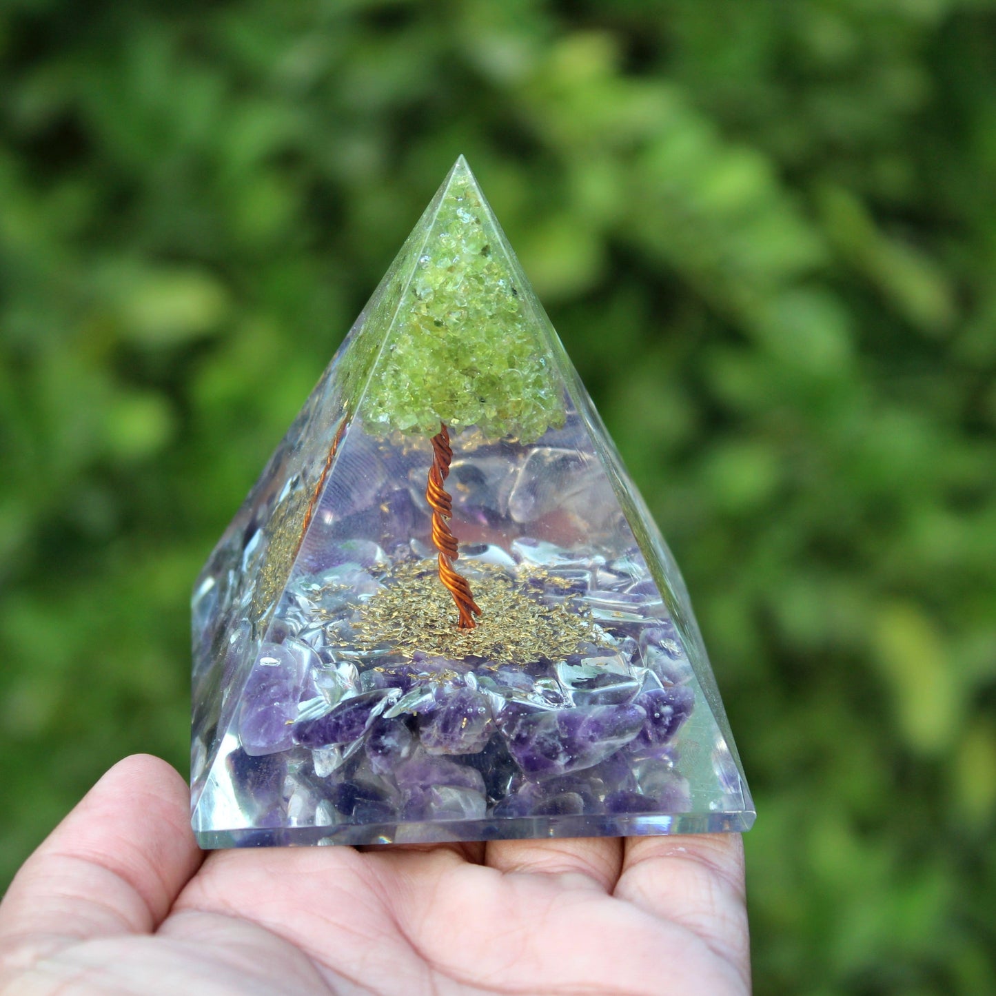 Large Amethyst and Peridot Pyramid