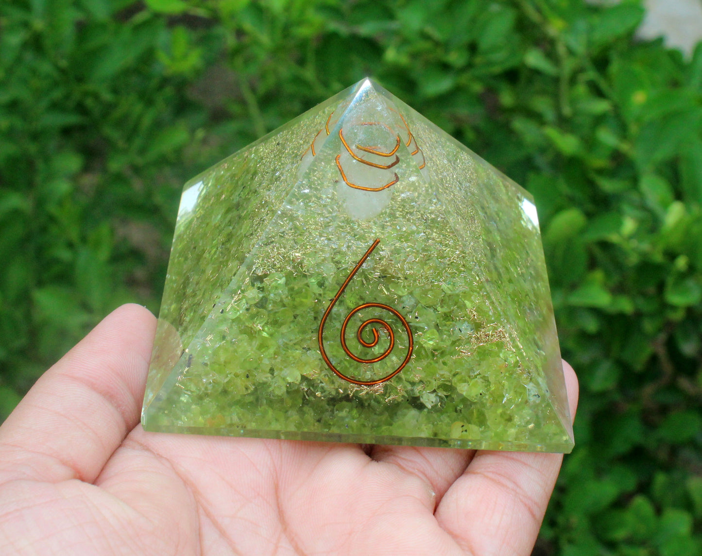 Large Peridot Orgone Pyramid