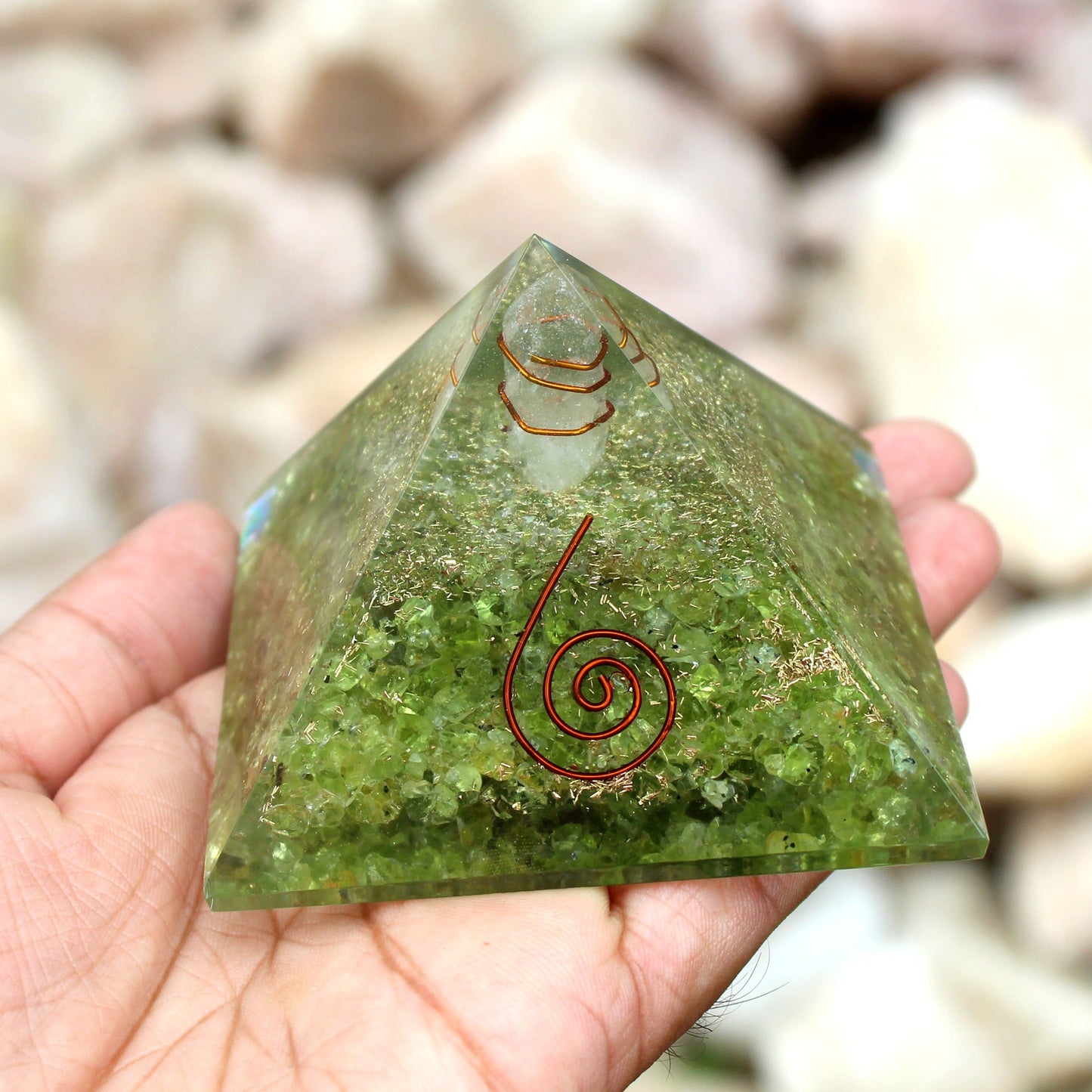 Large Peridot Orgone Pyramid