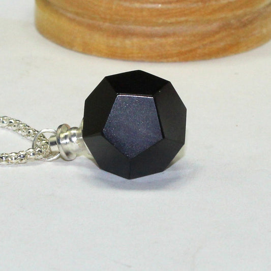 Natural Black Tourmaline Dodecahedron Necklace