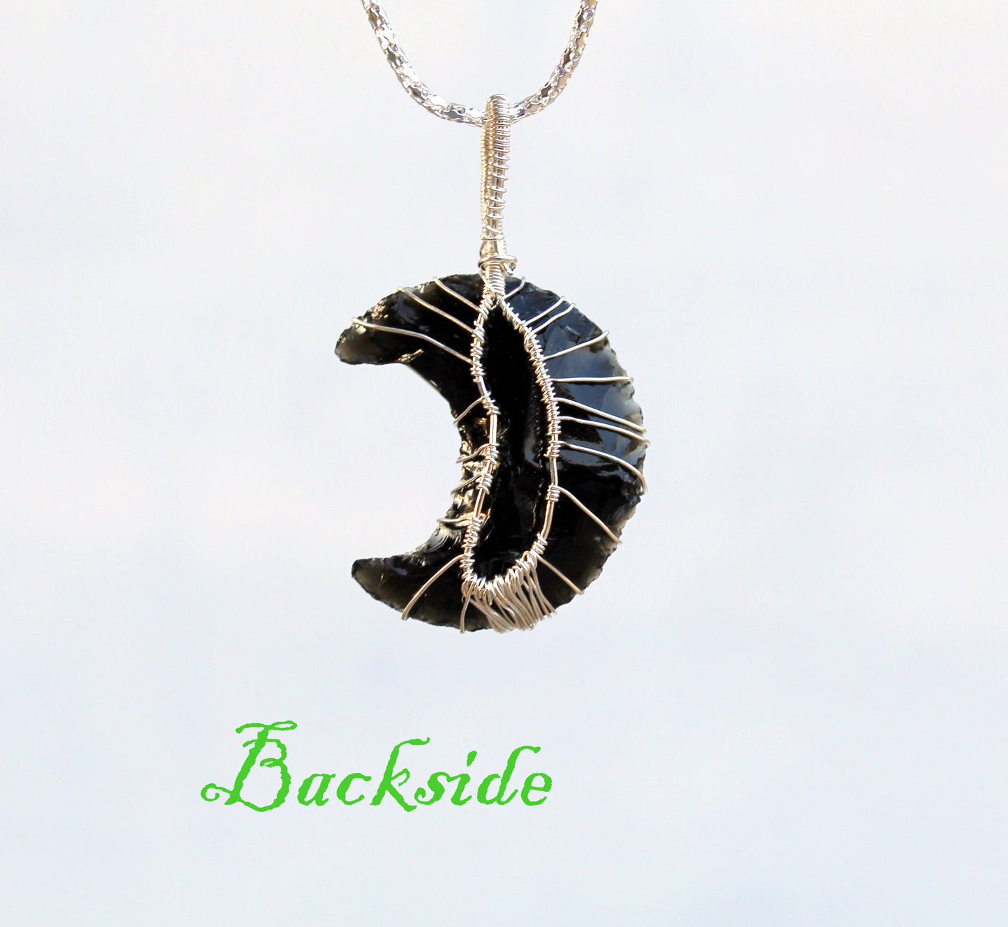 Black Obsidian Crescent Moon Necklace