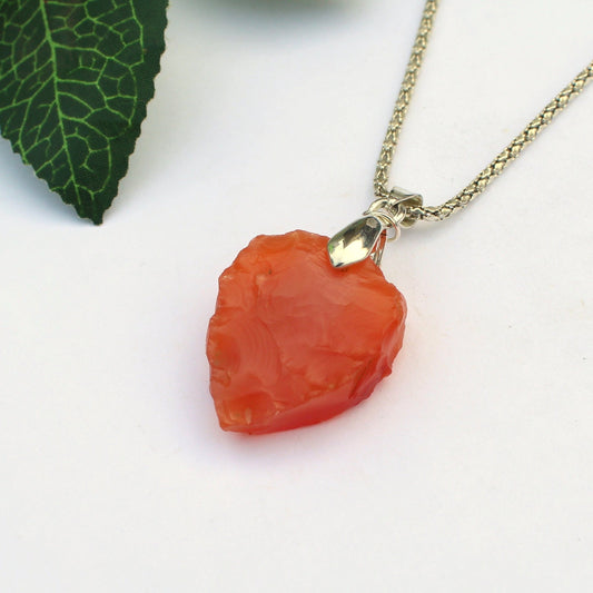 Natural Carnelian Raw Pear Pendant