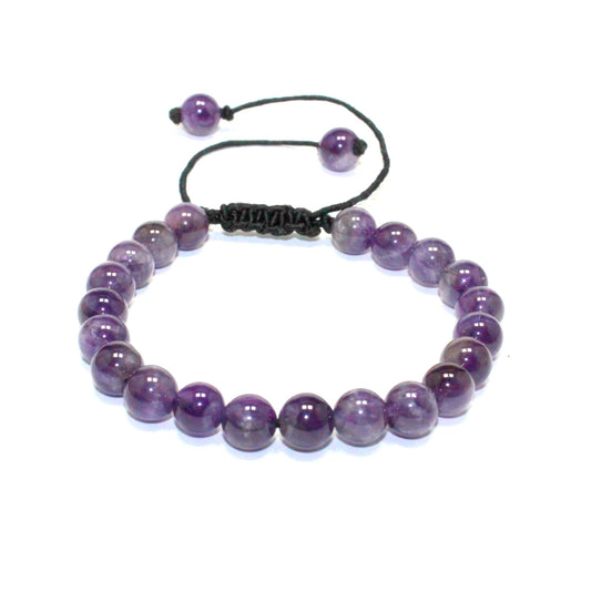 Natural Genuine Amethyst 8 mm Bead Bracelet