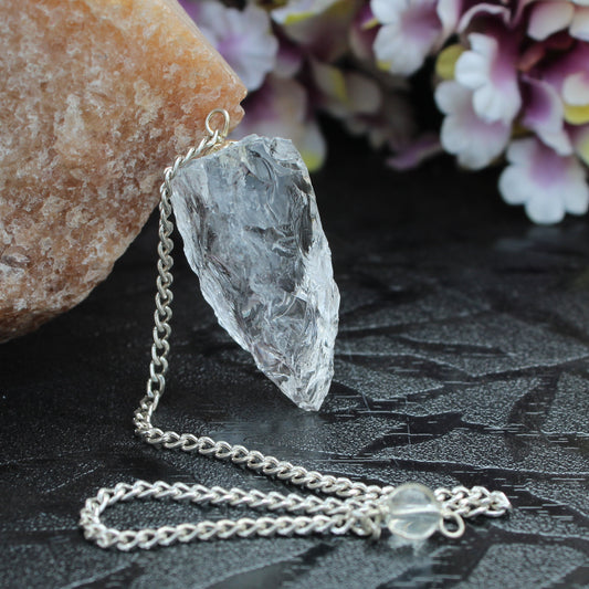 Natural Clear Quartz Raw Pendulum