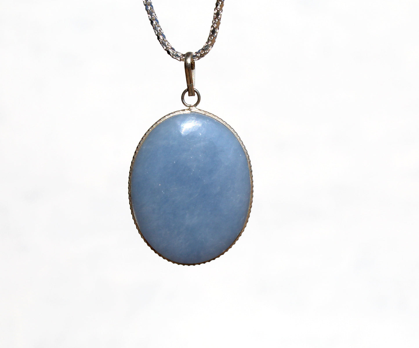 Natural Angelite Oval Pendant