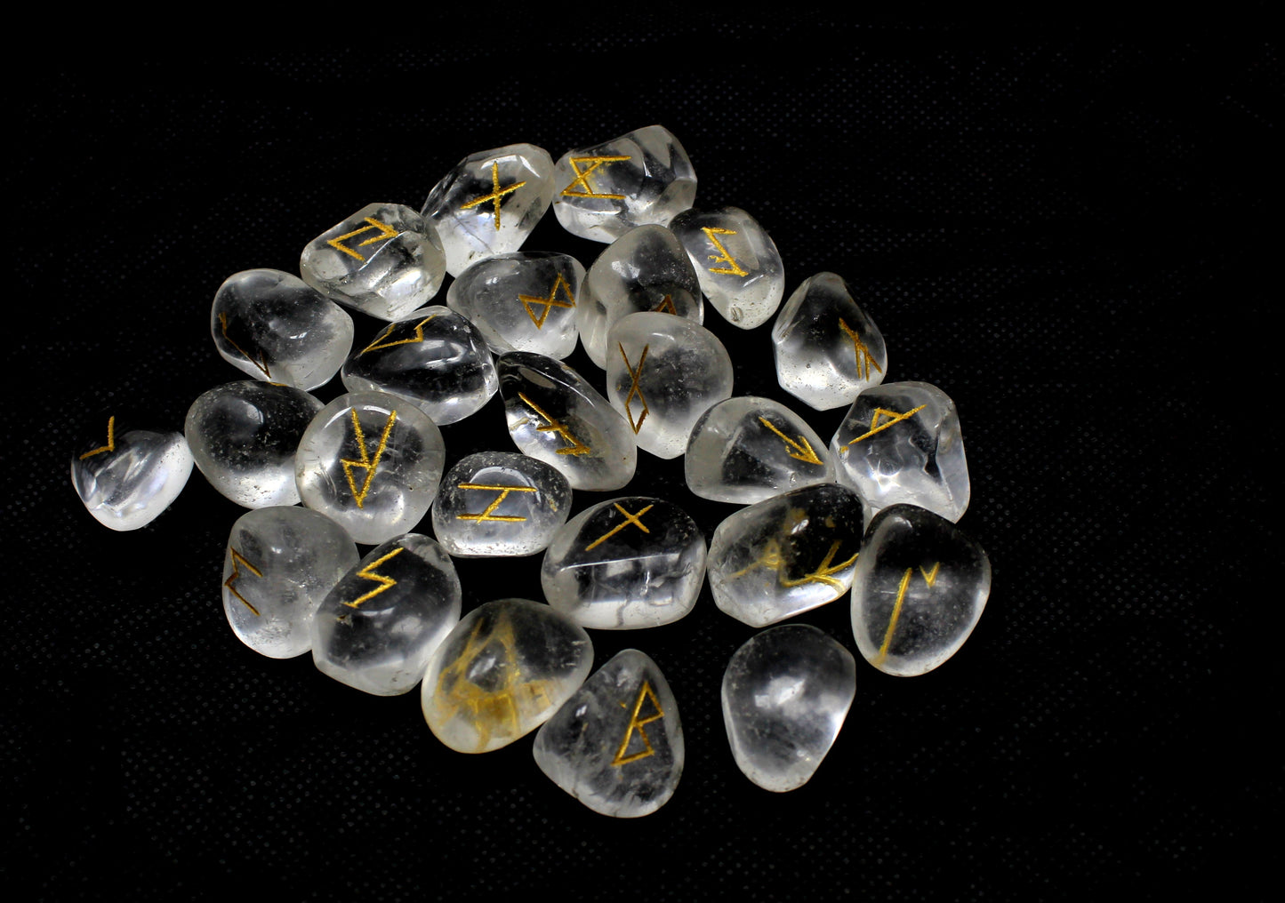 Natural Clear Quartz Rune Set