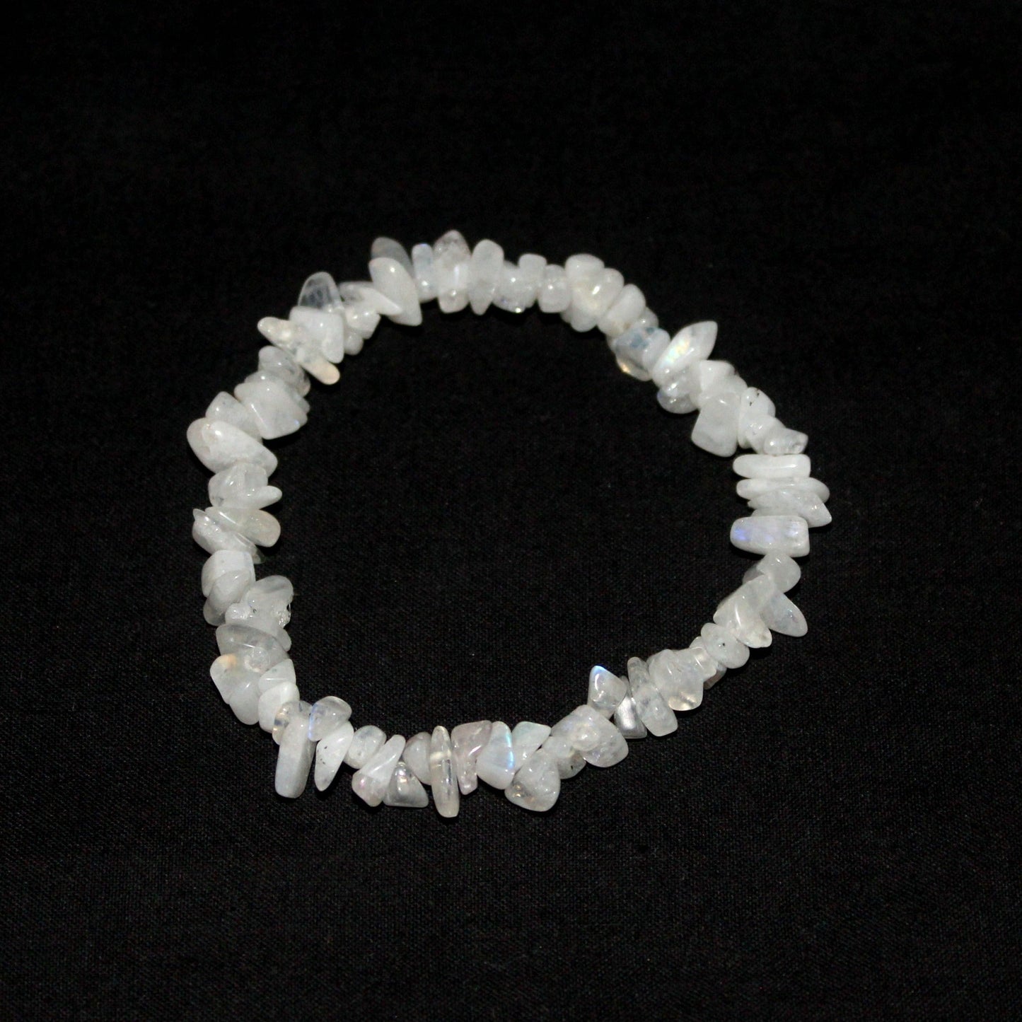 Natural White Rainbow Moonstone Chip Bracelet