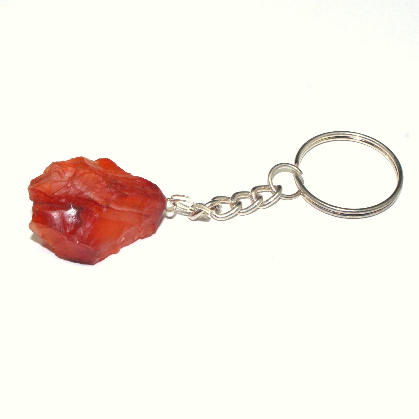 Raw Carnelian Stone Key Ring