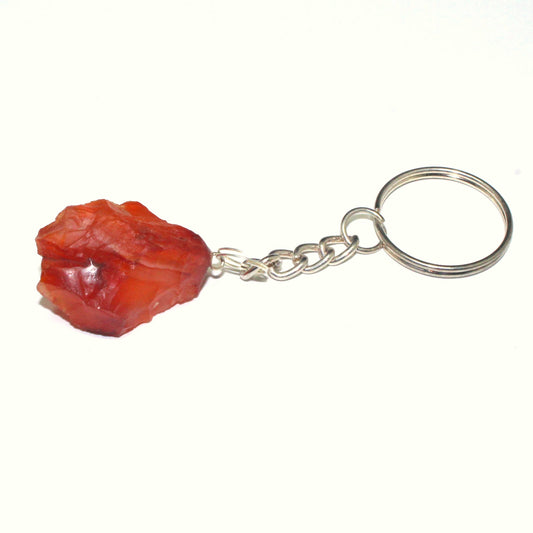 Raw Carnelian Stone Key Ring