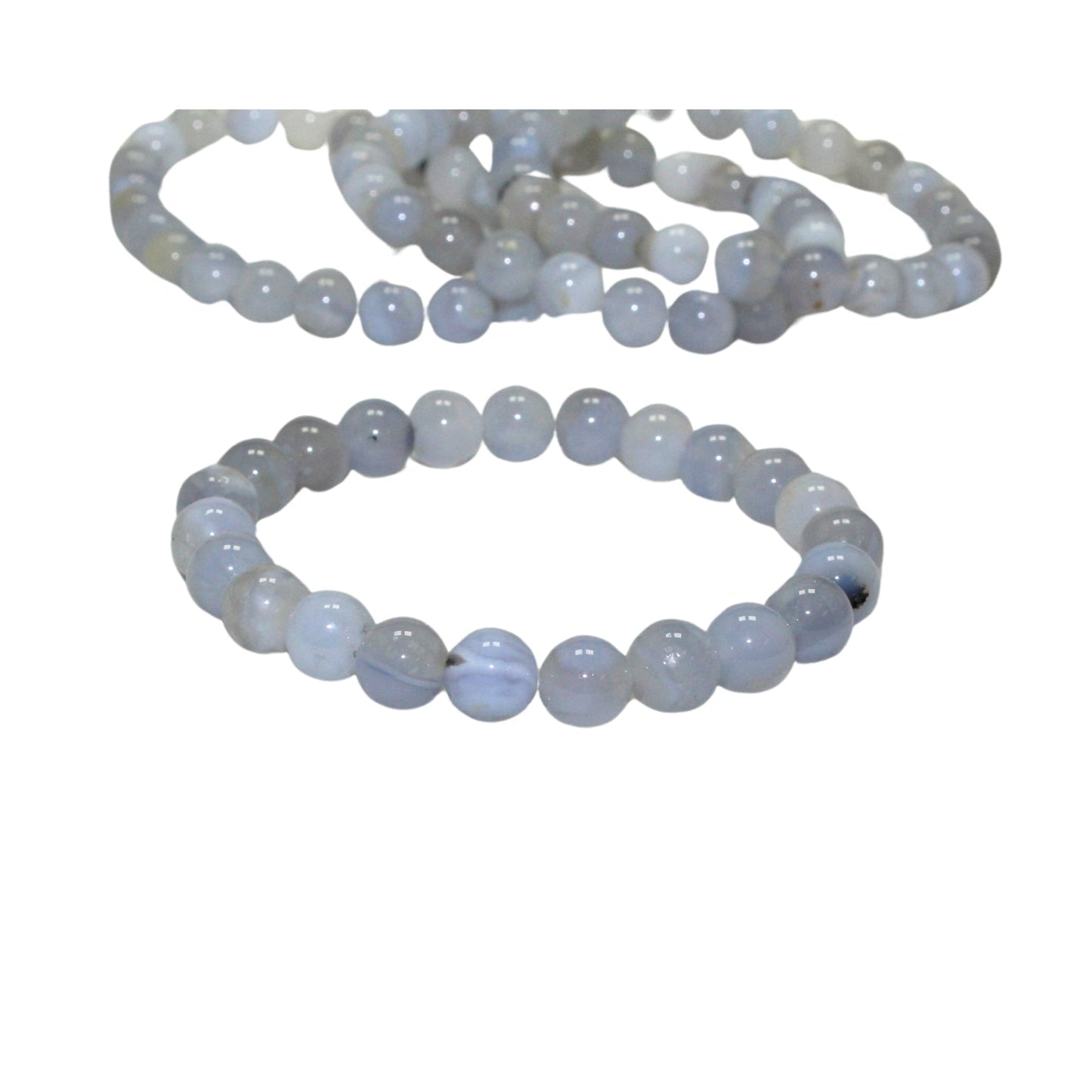 Natural Blue Lace Agate Bead Bracelet