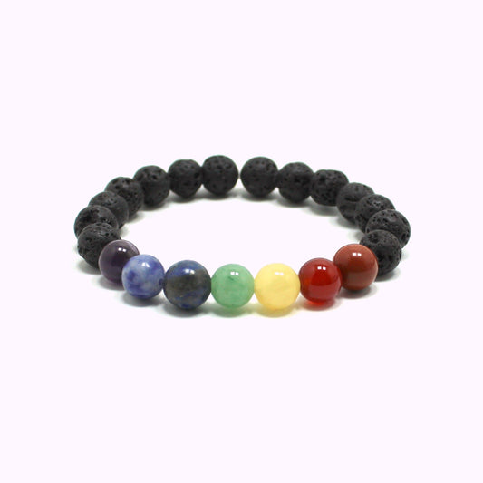 Lava Rock and 7 Chakra Bead Bracelet