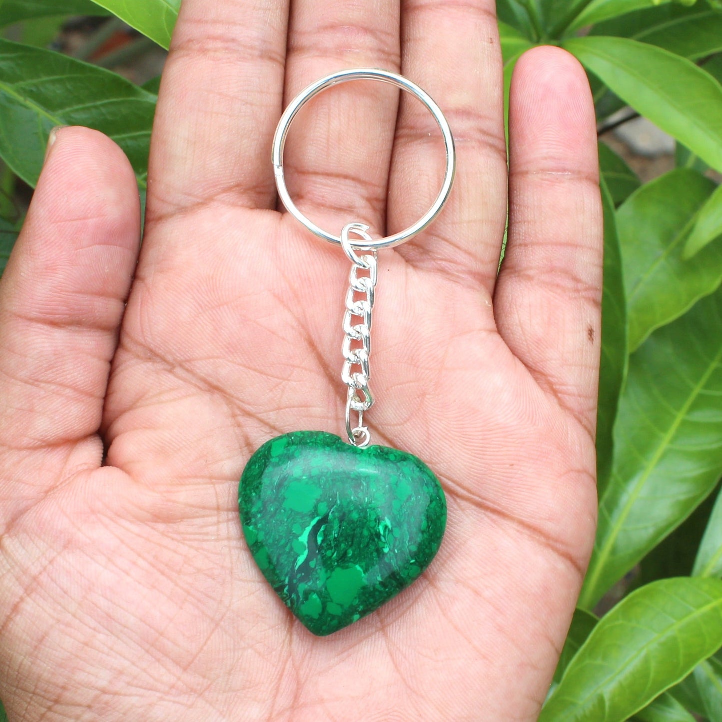 Malachite Heart Keyring